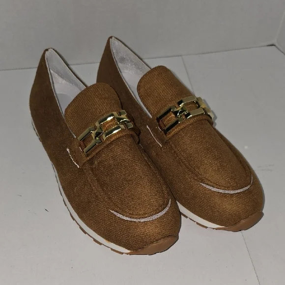 SHEIN Brown and Gold Flats Moccasin-Style Loafers - Picture 2 of 11